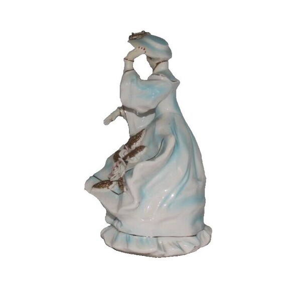 Vintage Arnart 7932 Beautiful Flower Girl In Blue Figurine - Picture 2 of 7